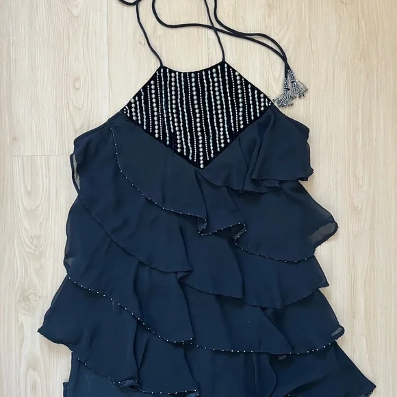 Black Zara Ruffle Mini Dress - Picture 4 of 7